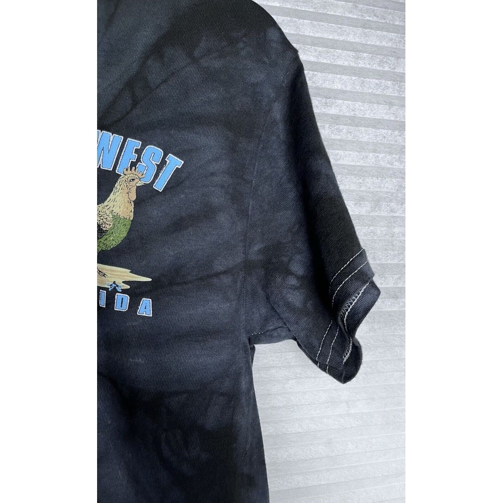 Colortone T-Shirt Men S Black Gray Tie Dye Short Sleeve Key West Florida Rooster - Picture 7 of 11